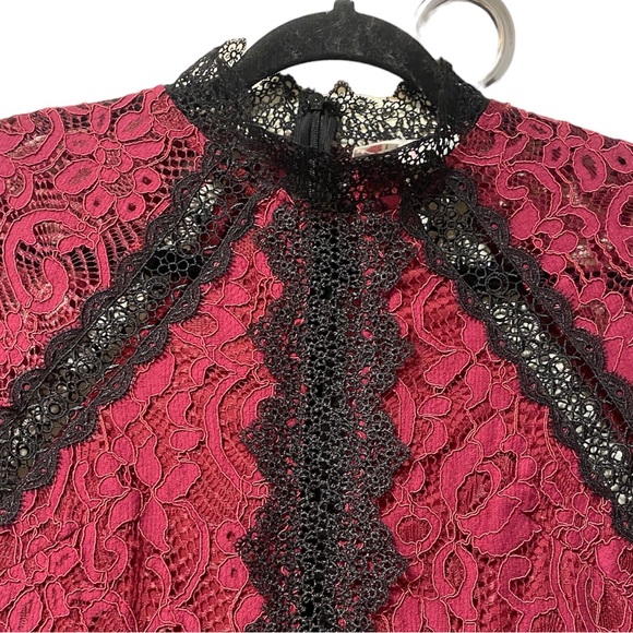 L’atiste Burgundy/Black Lace Dress Size Small - Picture 4 of 8